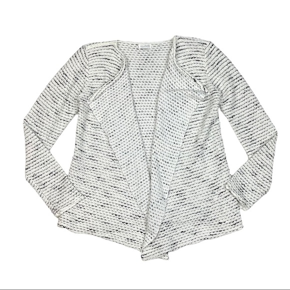 Charming Charlie Open Front Cardigan Sweater Women's Size Medium‎ White Black - Picture 1 of 6